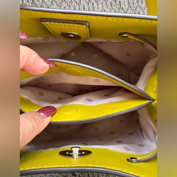 ♠️NWT Kate Spade New York Marti Faux Fur Small Bucket Bag Citron Sapphire - Picture 15 of 16